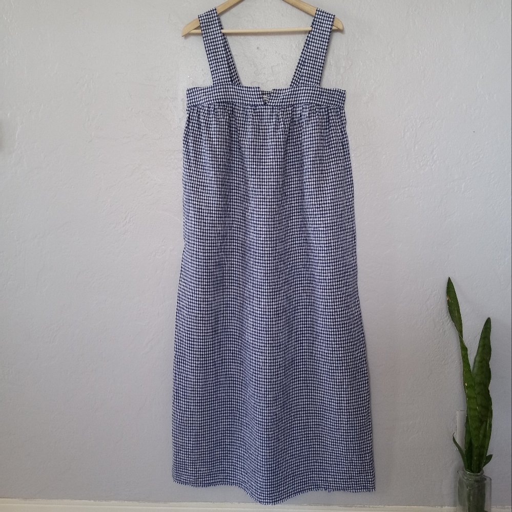 Reformation Raphael Linen Maxi Dress Challah Check Blue White Gingham M - Picture 14 of 16